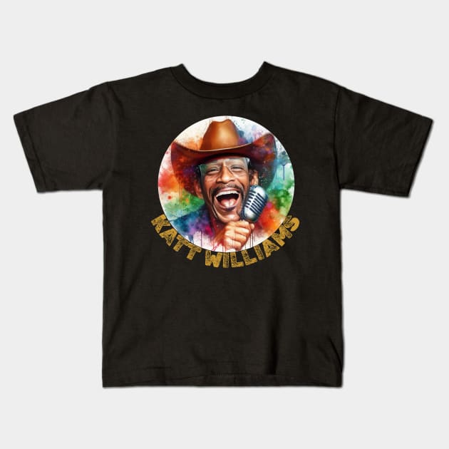 KATT WILLIAMS IN WATERCOLOR PAINTING Kids T-Shirt by MufaArtsDesigns